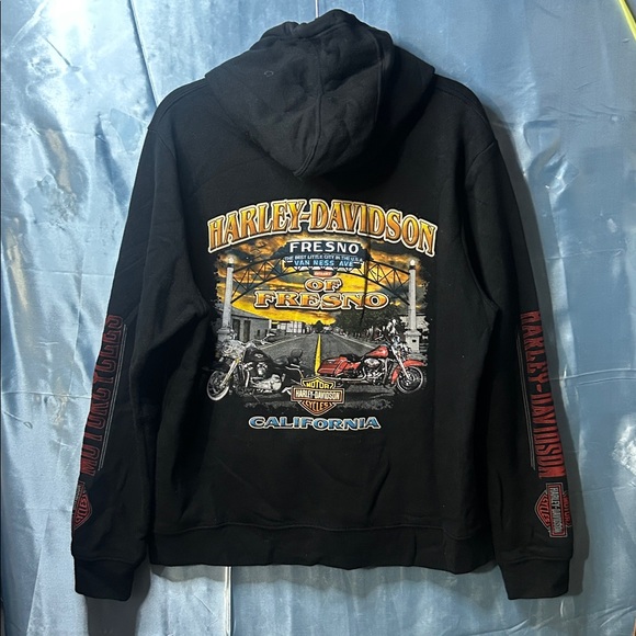 Harley-Davidson Black Hoodie with Red and Gray Logo - Picture 4 of 5